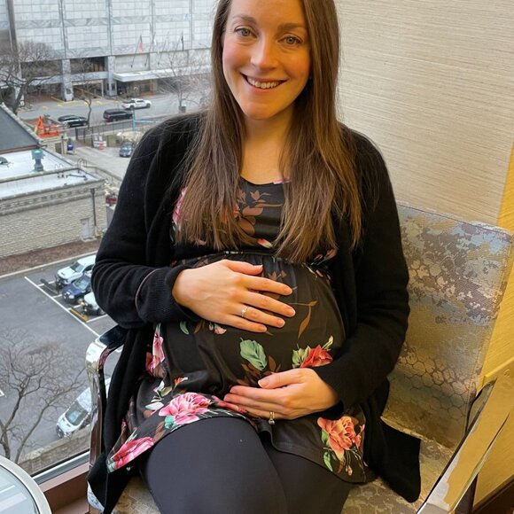 MATERNITY Black Floral Peplum Top - 3/4 sleeves - Picture 7 of 10